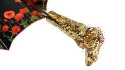 Clearance Il Marchesato Ombrello di lusso con papaveri rossi e Rana su tronco adornato con cri