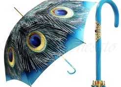 Hot Il Marchesato Ombrello di pavone di lusso realizzato a mano in un modello di ombrello di colore blu cielo