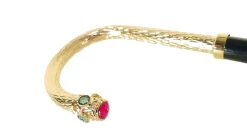 Outlet Il Marchesato Ombrello Doppio tessuto con Rosa rossa interna - impugnatura dorata co