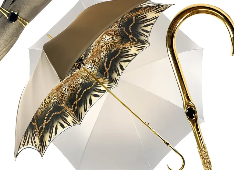 Clearance Il Marchesato Ombrello doppio tessuto in un fantastico colore cioccolato