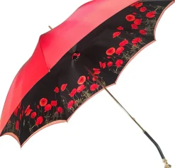 Clearance Il Marchesato Ombrello doppio tessuto rosso, nuova esclusiva papaveri