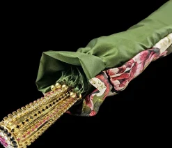 New Il Marchesato Ombrello fatto a mano - Design fiorito in colore oliva