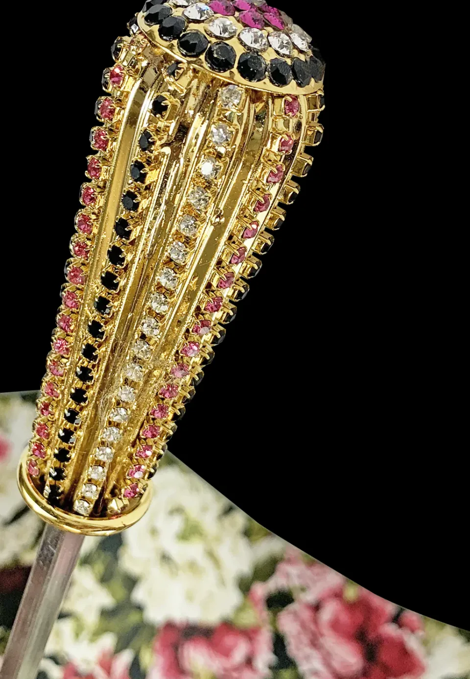 New Il Marchesato Ombrello fatto a mano - Design fiorito in colore oliva