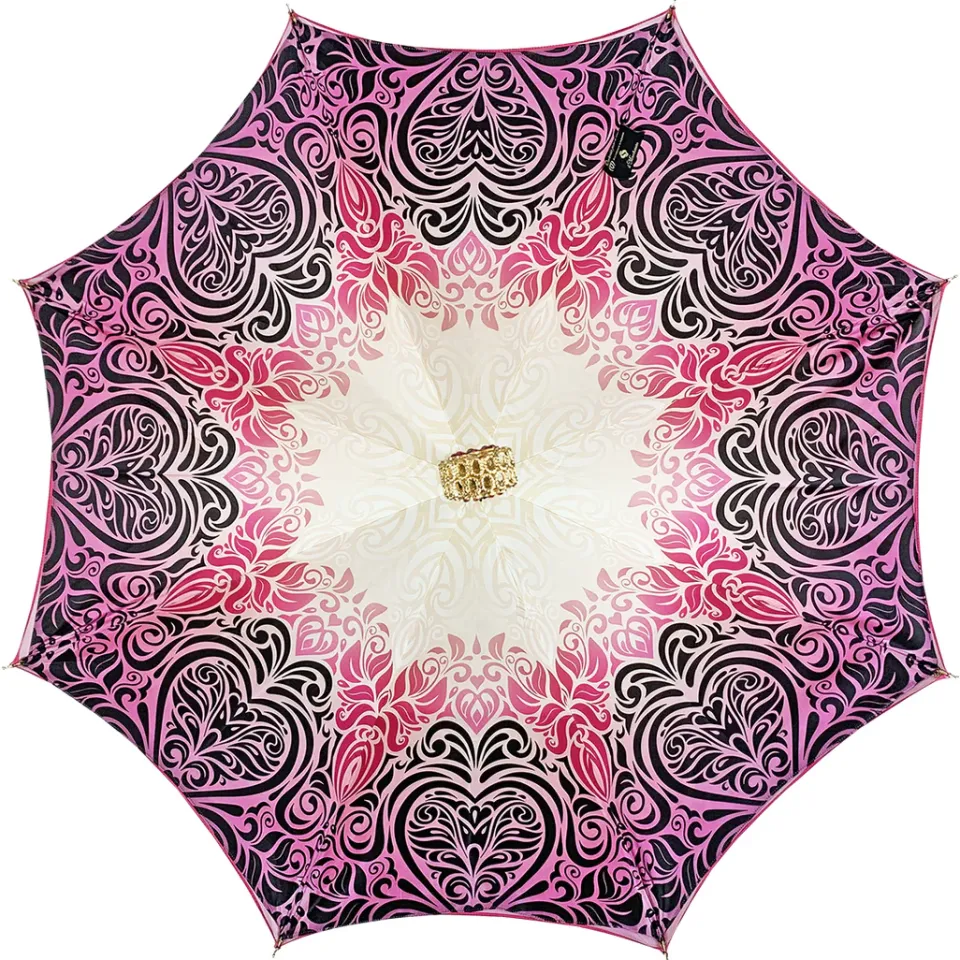 Hot Il Marchesato Ombrello fucsia con medaglione e cristalli