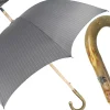 Hot Il Marchesato Ombrello in legno di frassino artigianale - Tessuto jaquard grigio
