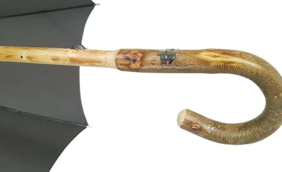 Hot Il Marchesato Ombrello in legno di frassino artigianale - Tessuto jaquard grigio