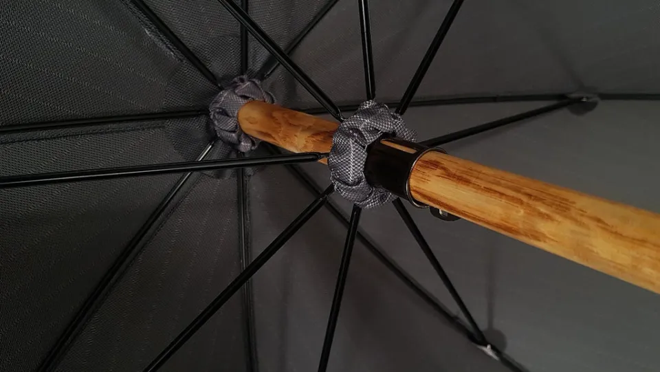 Hot Il Marchesato Ombrello in legno di frassino artigianale - Tessuto jaquard grigio