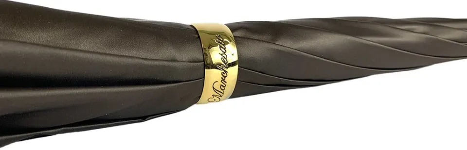 Outlet Il Marchesato Ombrello marrone con motivo a rombo interno