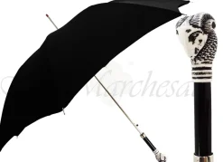 Clearance Il Marchesato Ombrello nero da uomo - Impugnatura testa di Ariete