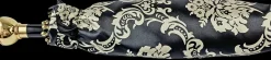Sale Il Marchesato Ombrello nero doppio baldacchino con design damascato