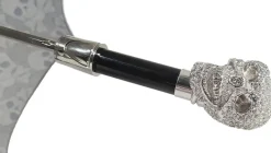 Outlet Il Marchesato Ombrello pieghevole con teschio placcato argento925 e Swarovski