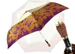 Clearance Il Marchesato Ombrello pieghevole da donna crema e magenta