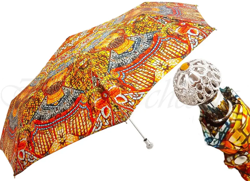 Outlet Il Marchesato Ombrello pieghevole da donna mosaico con Re Bizantino