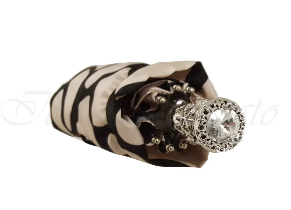 Fashion Il Marchesato Ombrello pieghevole elegante leggero crema e nero