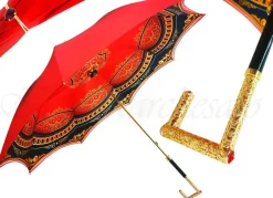 Fashion Il Marchesato Ombrello rosso di lusso, tessuto doppio