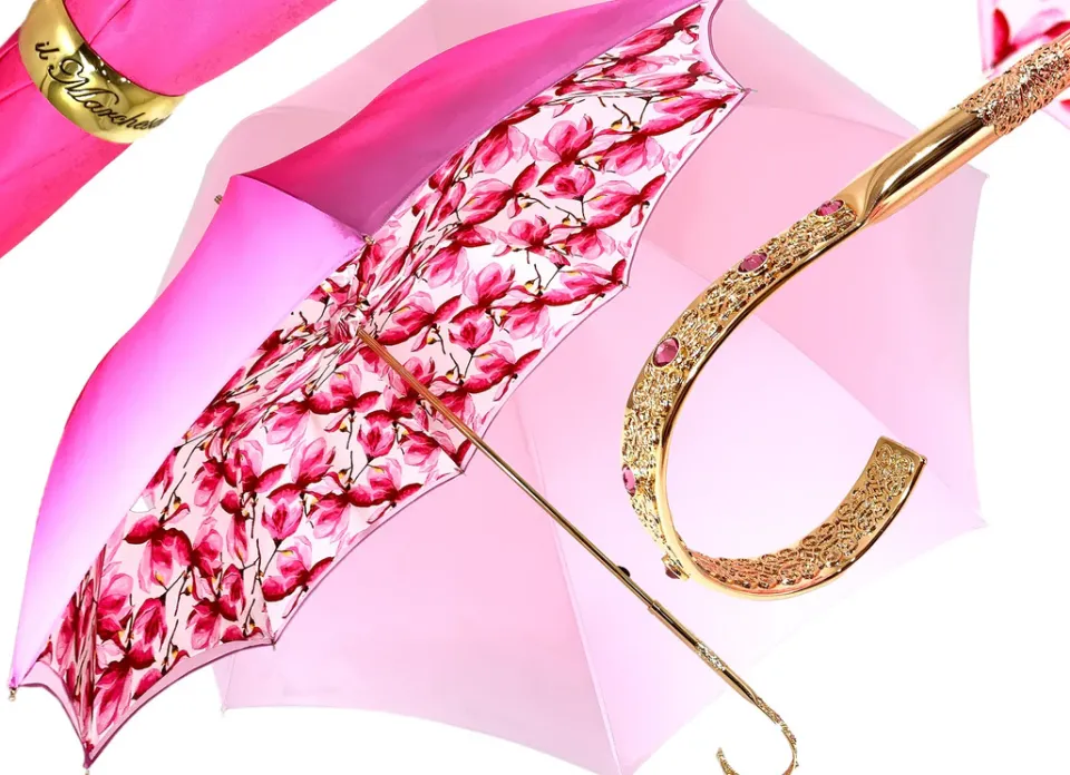 Online Il Marchesato Ombrello Sfumato Fucsia - Esclusivo disegno fiorato