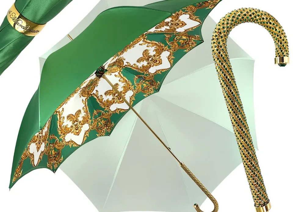 New Il Marchesato Ombrello verde da donna con cristalli