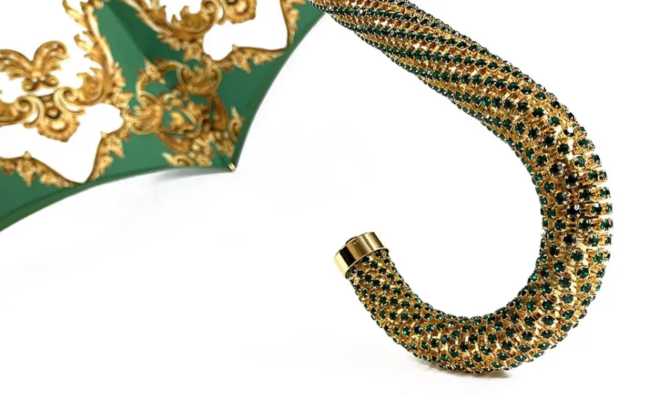 New Il Marchesato Ombrello verde da donna con cristalli