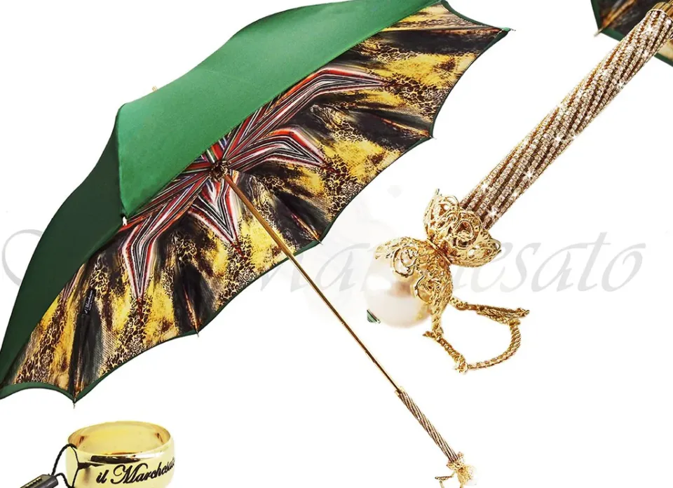 Discount Il Marchesato Ombrello verde impressionante delle donne con L'ombrello geometrico stampato di Modo Delle Signore di disegno