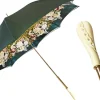 Online Il Marchesato Ombrello verde scuro con rose e manopola crema