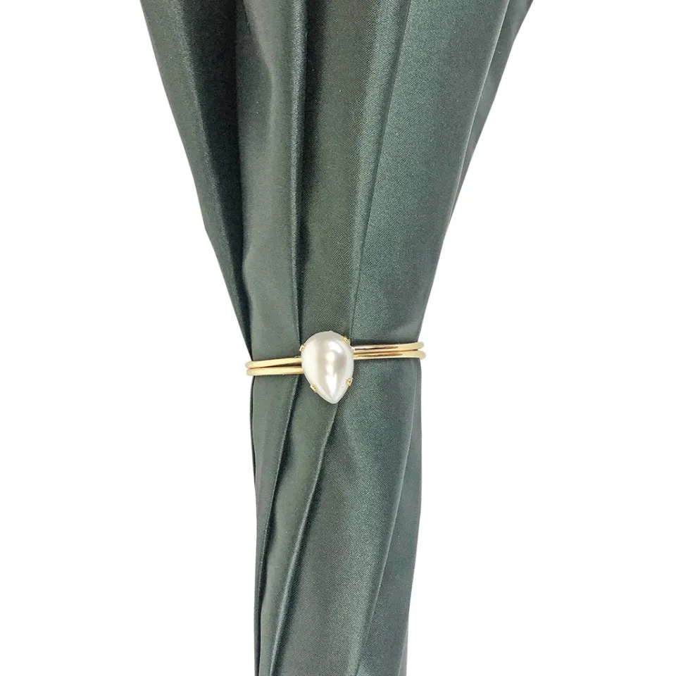 Online Il Marchesato Ombrello verde scuro con rose e manopola crema