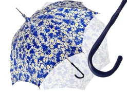Best Il Marchesato Parasole floreale con Margherite - Manico in pelle blu