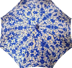 Best Il Marchesato Parasole floreale con Margherite - Manico in pelle blu