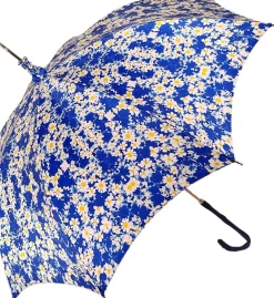 Best Il Marchesato Parasole floreale con Margherite - Manico in pelle blu