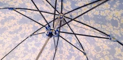 Best Il Marchesato Parasole floreale con Margherite - Manico in pelle blu