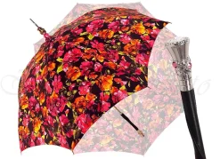 Fashion Il Marchesato Pasarole floreale multicolor - Manico in pelle nera