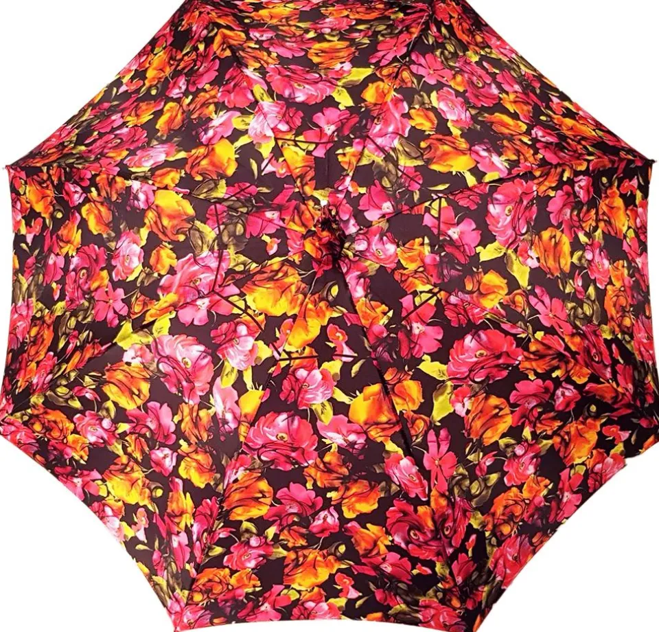 Fashion Il Marchesato Pasarole floreale multicolor - Manico in pelle nera