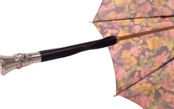 Fashion Il Marchesato Pasarole floreale multicolor - Manico in pelle nera