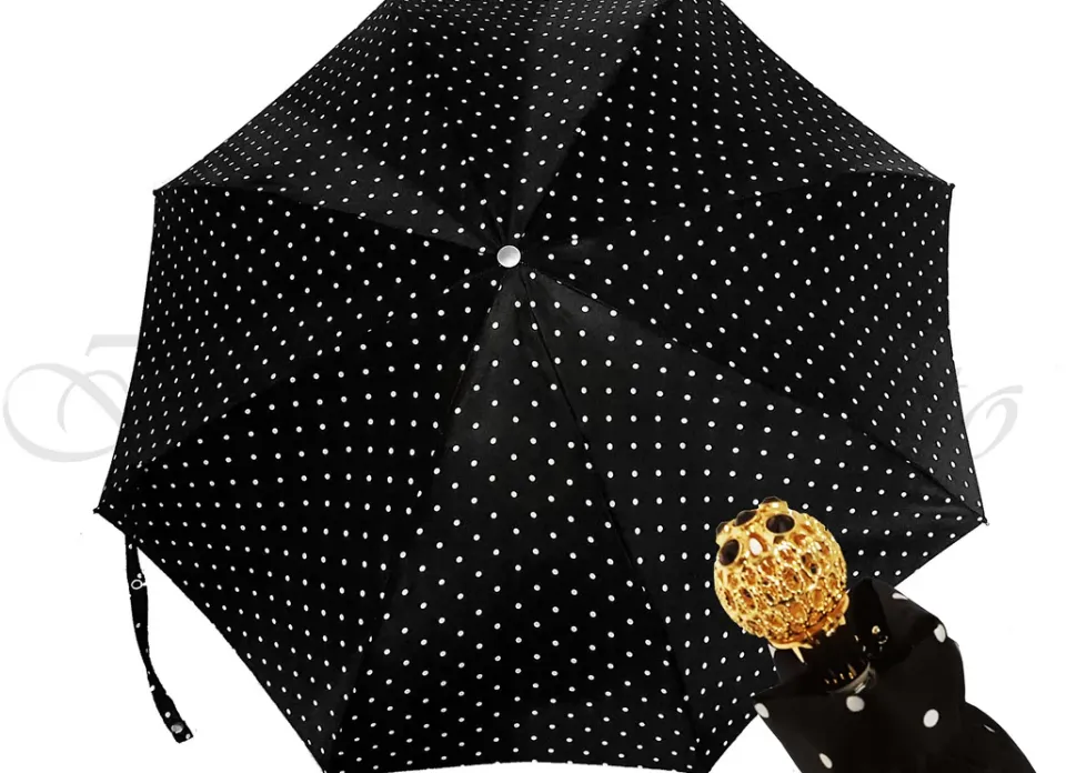 Best Il Marchesato Pois bianco e nero - ombrello mini leggero