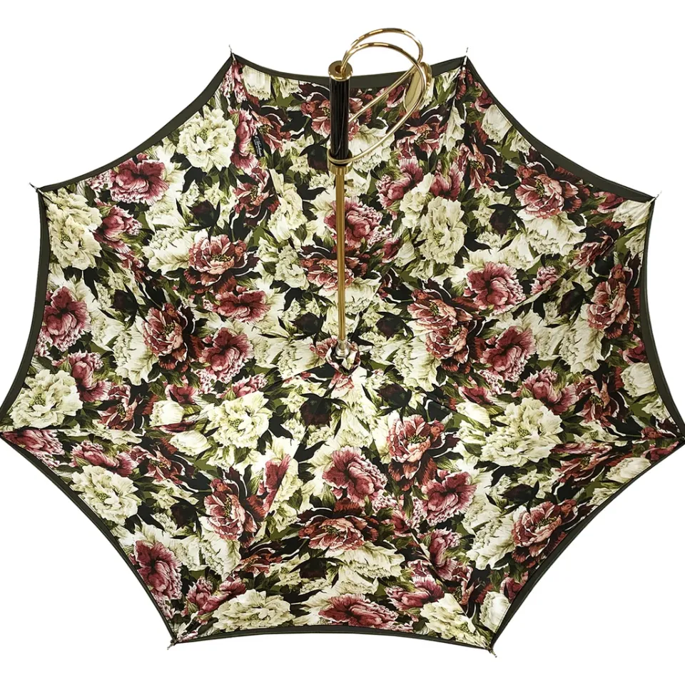 Fashion Il Marchesato Prezioso ombrello color Khaki con medaglione di cristalli