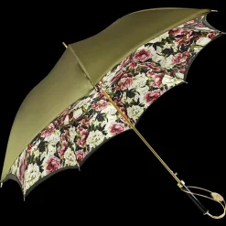 Fashion Il Marchesato Prezioso ombrello color Khaki con medaglione di cristalli