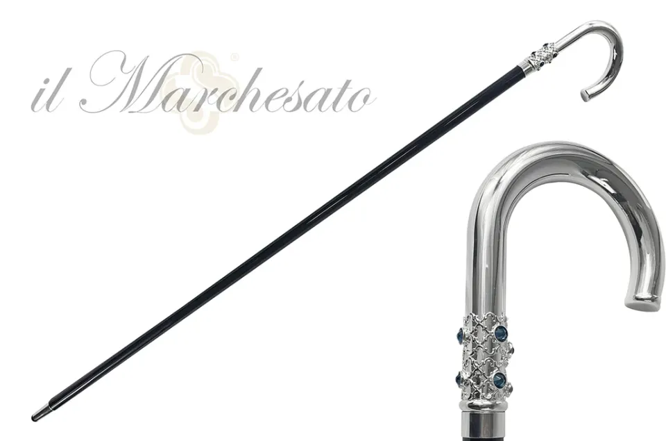 New Il Marchesato Robusto bastone da passeggio con cristalli Petrolio