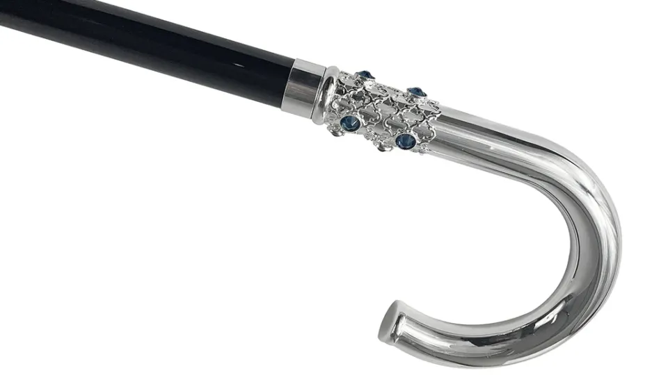 New Il Marchesato Robusto bastone da passeggio con cristalli Petrolio