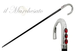 Hot Il Marchesato Robusto bastone da passeggio con pietre rosse