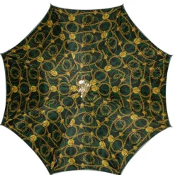 New Il Marchesato Savannah Majesty: Green Umbrella with Striking Leopard Handle