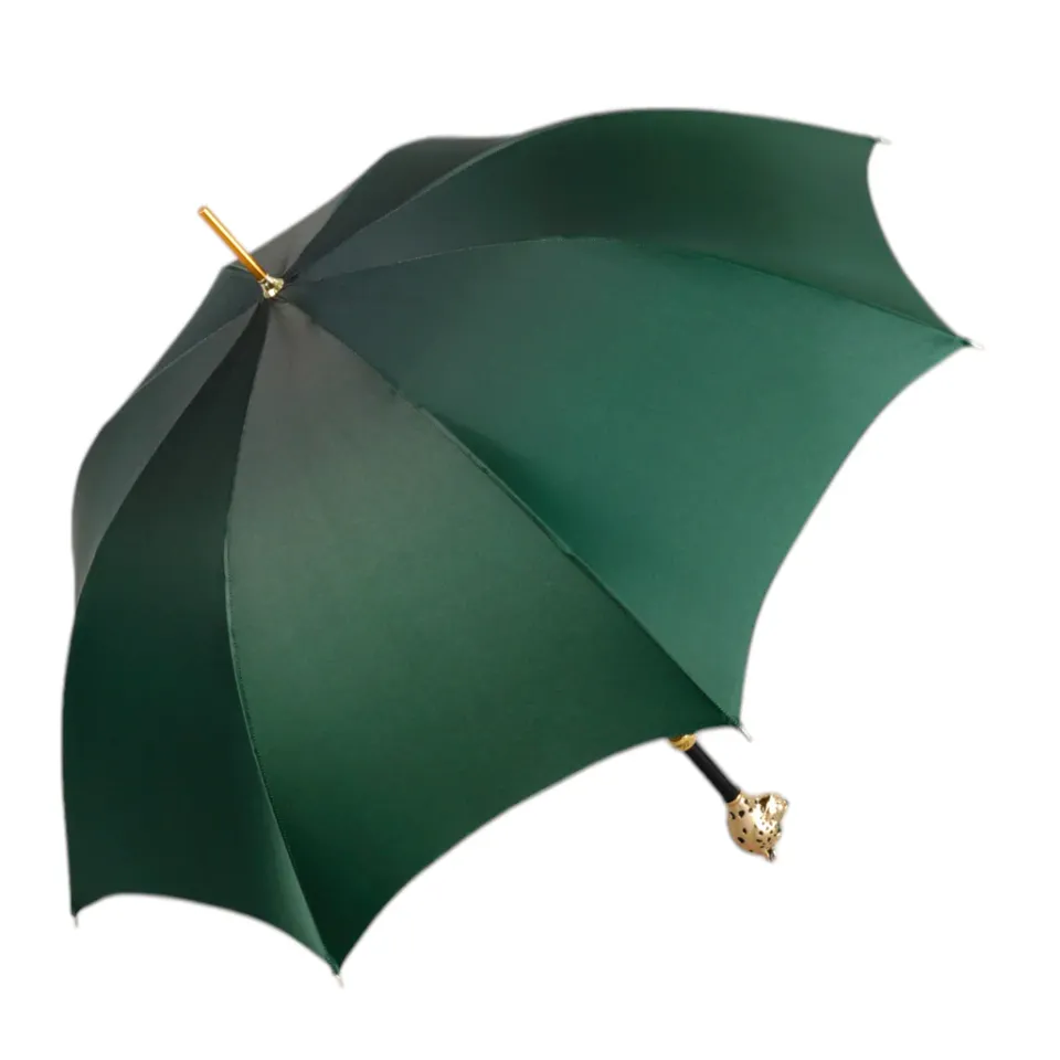 New Il Marchesato Savannah Majesty: Green Umbrella with Striking Leopard Handle