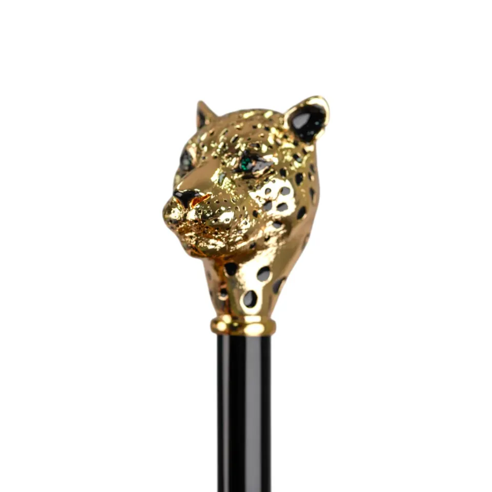 New Il Marchesato Savannah Majesty: Green Umbrella with Striking Leopard Handle