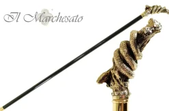 New Il Marchesato Serpente su ramo placcato in oro impreziosito da cristalli - bastone d
