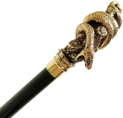 New Il Marchesato Serpente su ramo placcato in oro impreziosito da cristalli - bastone d