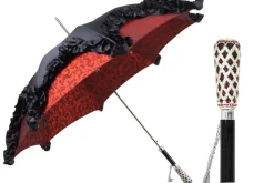 New Il Marchesato Special Edition Umbrella Featuring Black Ruffles and Silver-Plated Acc