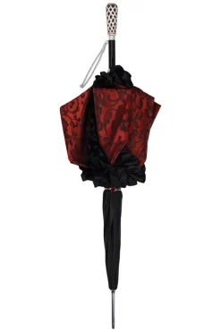 New Il Marchesato Special Edition Umbrella Featuring Black Ruffles and Silver-Plated Acc