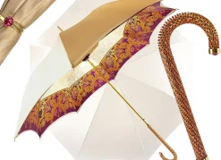 Online Il Marchesato Splendido ombrello color crema con doppio tessuto