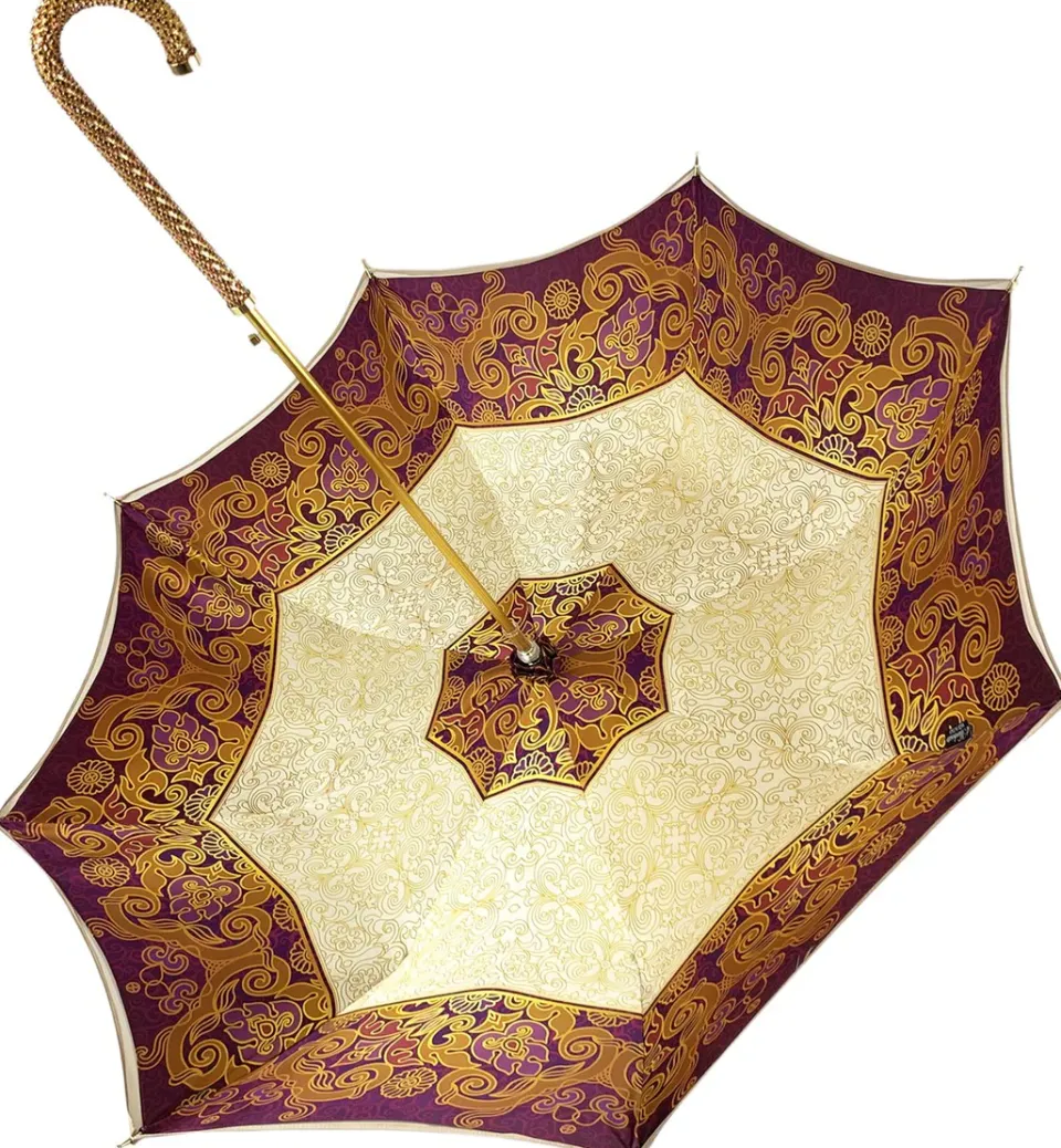 Online Il Marchesato Splendido ombrello color crema con doppio tessuto