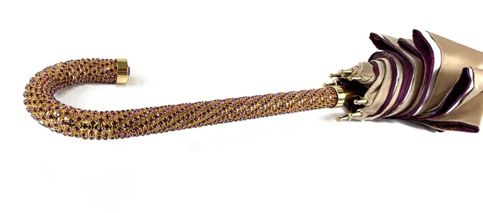 Online Il Marchesato Splendido ombrello color crema con doppio tessuto