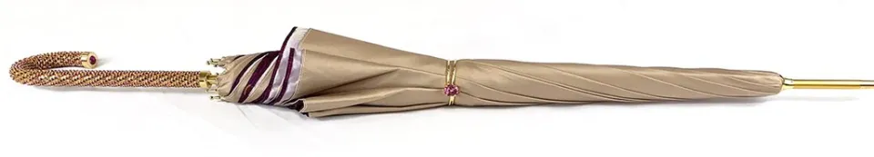 Online Il Marchesato Splendido ombrello color crema con doppio tessuto