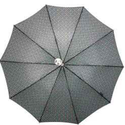 Discount Il Marchesato Stylish Grey & Blue Jacquard Umbrella - Silverplated handle